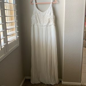 Cato cream crochet and pleated maxi dress.